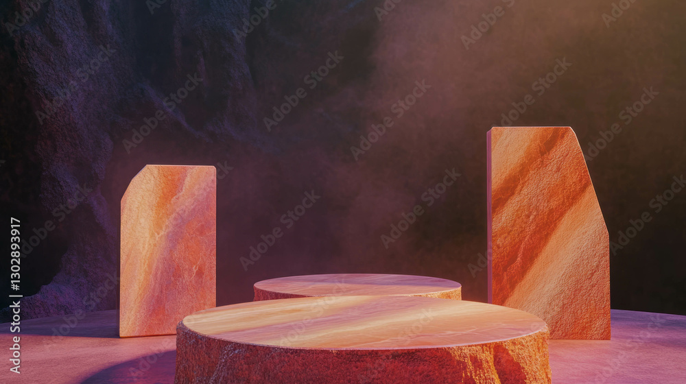 Aufkleber abstract geometric art background with textured shapes in atmospheric lighting