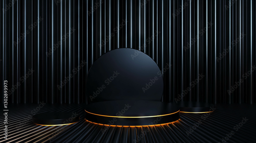 Aufkleber Abstract geometric background with circular platforms and vertical lines for modern design