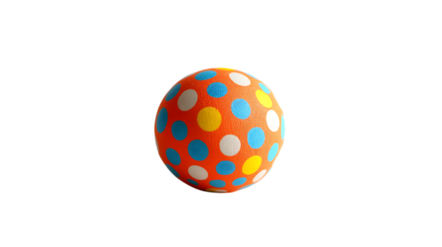 Colorful polka dot sphere on black background - Powered by Adobe