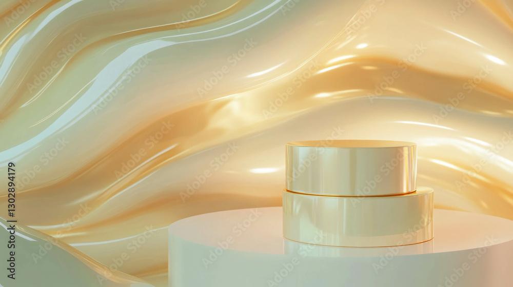 Poster abstract modern design with interconnected pods and curved surfaces for creative backgrounds