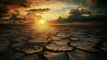 Cracked Earth under fading light, a somber vision of planetary decline and extinction