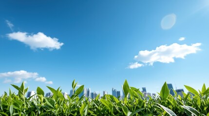 Obraz premium Green Cityscape: Nature Meets Urban Skyline