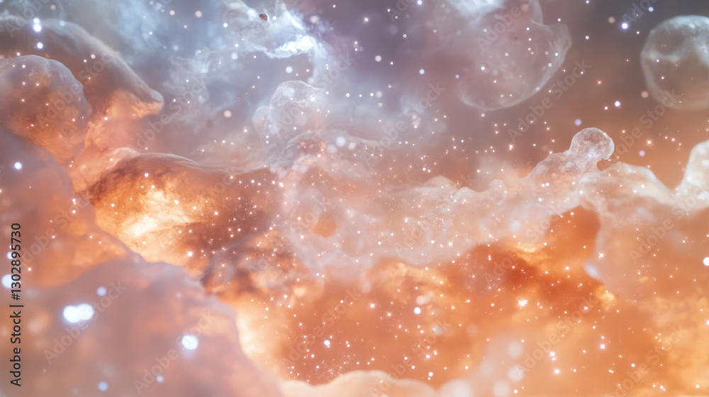 Poster celestial wonder: abstract space background with stars and mystical clouds