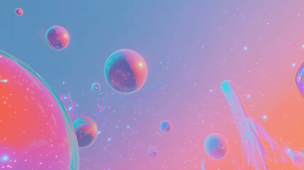 Fototapeta premium Dreamy celestial background with abstract floating bodies for cosmic design