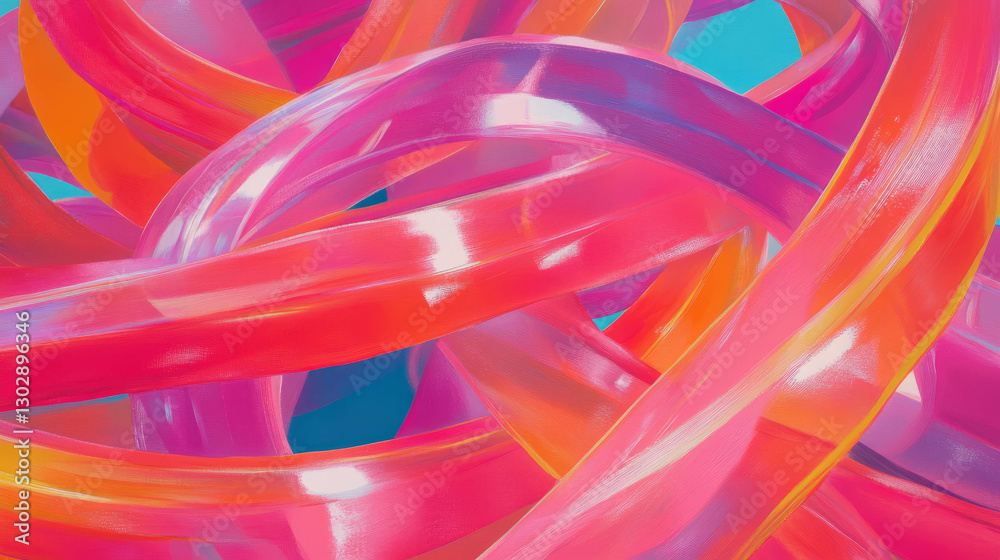 Poster vibrant abstract art with flowing ribbons of color for modern design themes
