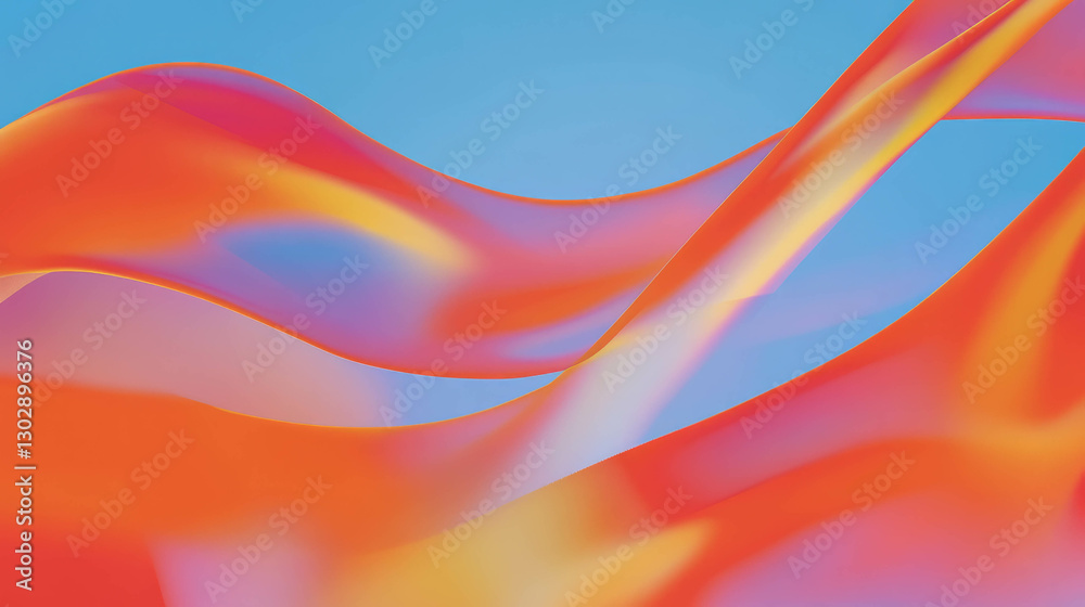 Poster Vibrant abstract background with flowing multicolored ribbons for design and creativity