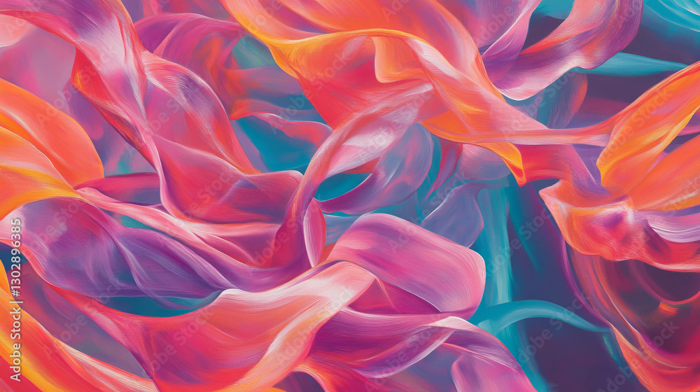 Poster vibrant abstract background with flowing colorful ribbons for creative design