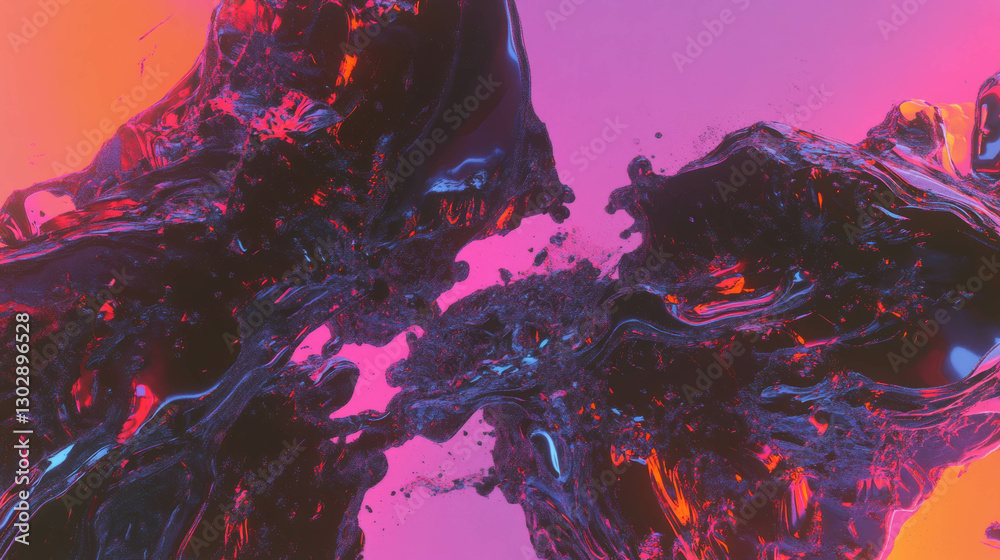 Poster Vivid abstract fractal patterns with dynamic energy and vibrant colors