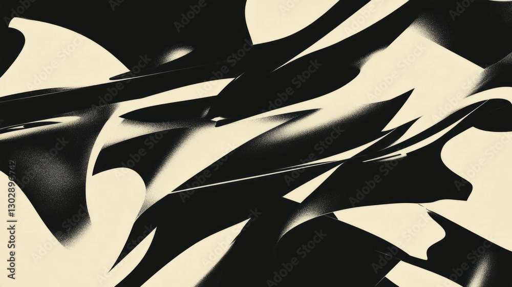 Poster abstract fragmented shapes in black and white design for modern spaces