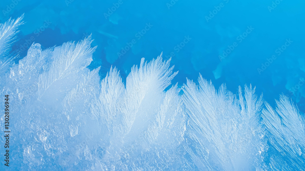 Poster frozen crystal patterns against a cool blue abstract background