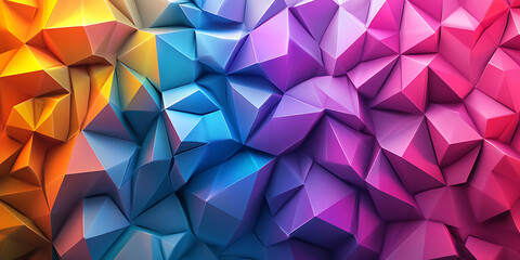 Obraz premium Dynamic Multicolored Low-Poly Abstract Background with Geometric Triangle Patterns