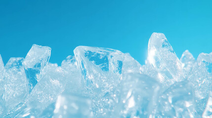 Obraz premium Breathtaking abstract frozen ice textures against blue sky for creative design