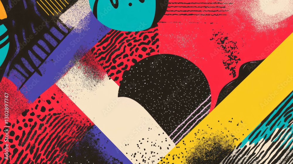 Poster vibrant abstract design with overlapping geometric shapes for modern art projects