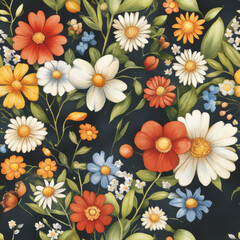 Boho-style clip art flowers isolated on white color