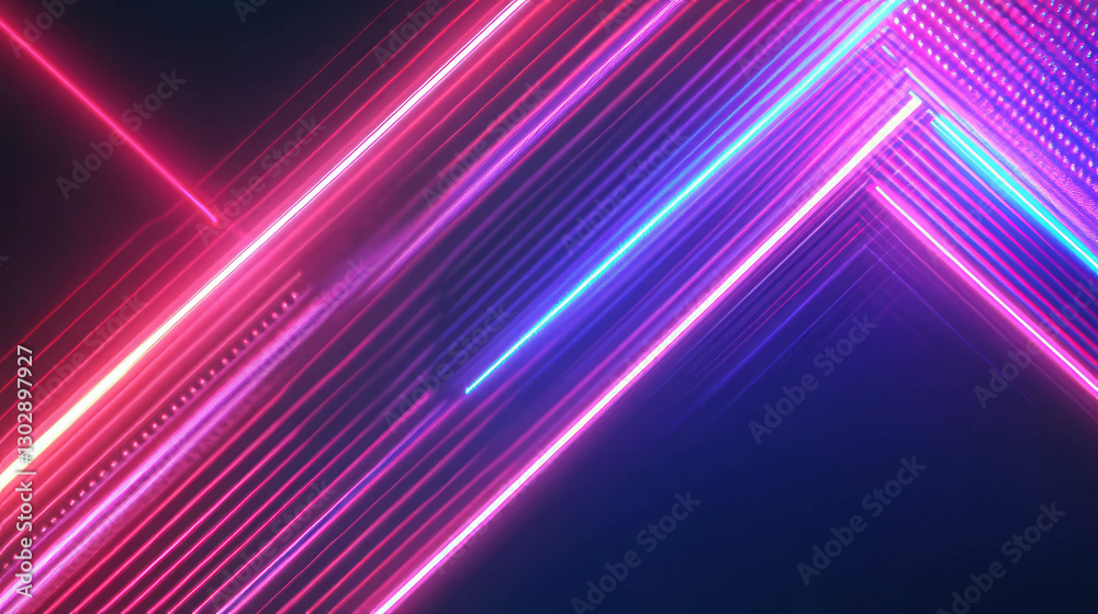 Poster Vibrant abstract background with intersecting neon lines