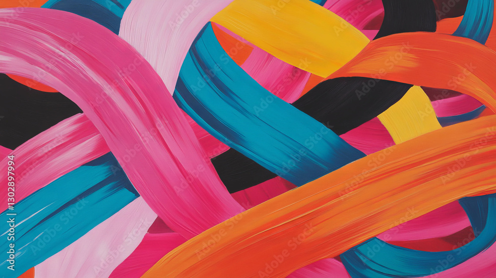 Poster vivid abstract background with intertwined colorful ribbons for creative design