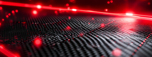 Fototapeta premium Sleek Carbon Fiber with Red Laser Beams