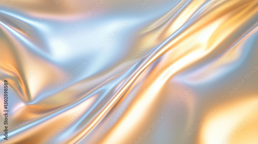 Poster metallic reflection abstract background with soft waves and warm hues