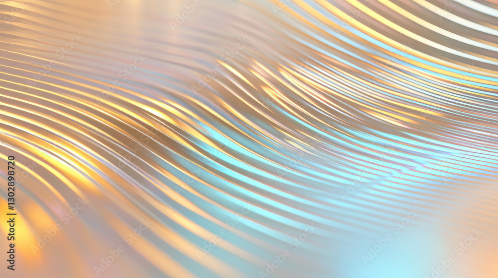 Poster Abstract metallic reflection background with vibrant wave patterns for creative design