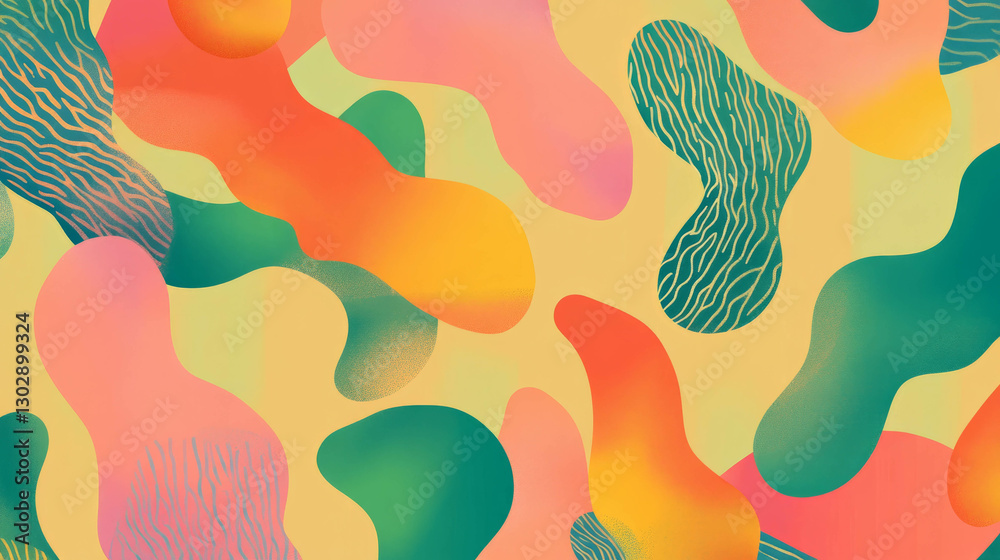 Poster Vibrant abstract background with organic shapes and flowing patterns for creative design