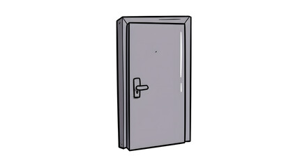 Cartoon Style Gray Door Illustration