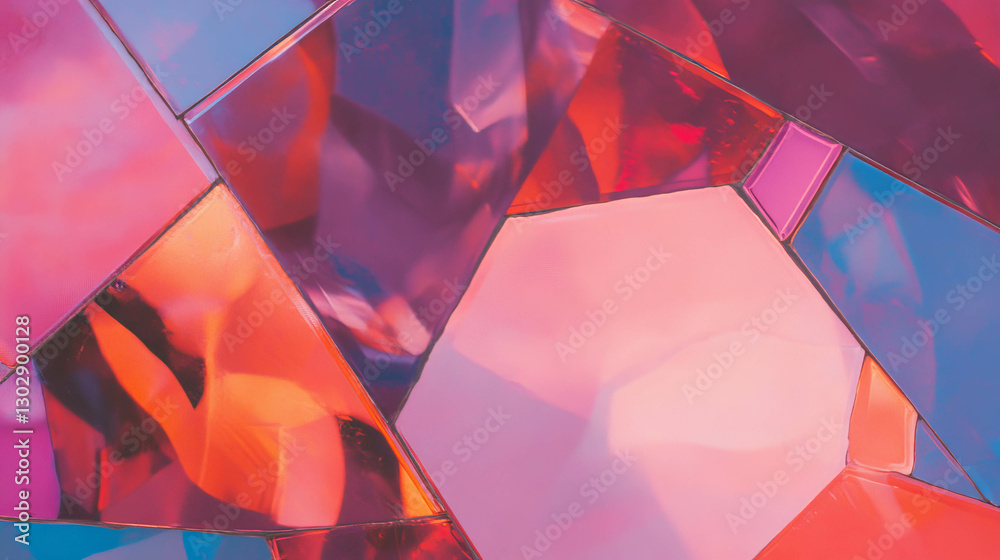 Aufkleber colorful abstract design with geometric stained glass patterns for creative projects