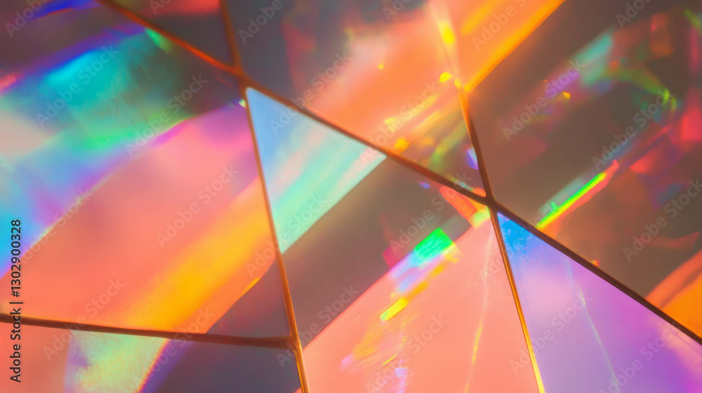 Poster vibrant abstract background with colorful stained glass window pattern