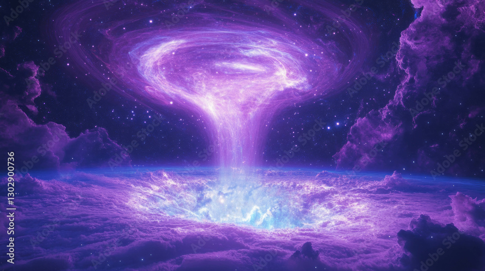 Poster Cosmic vortex and swirling galaxy patterns in vibrant abstract background