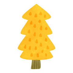 黄色の木　水彩風手描きイラスト