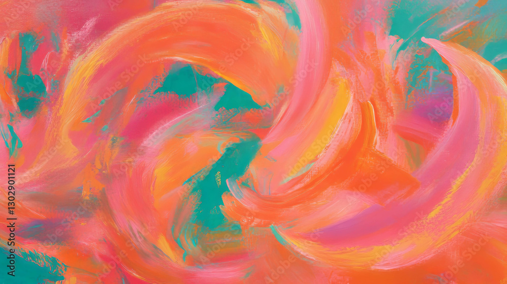 Poster vibrant abstract background with swirling paint in dynamic colors