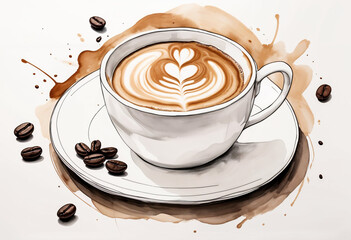 Obraz premium A cup of coffee with latte