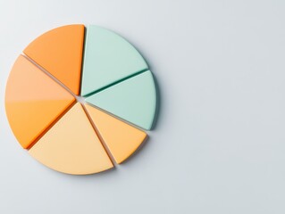Obraz premium Colorful pie chart segments on a light background, ideal for data representation