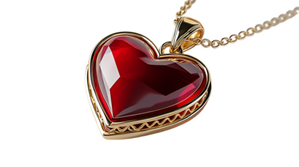 Red heart pendant necklace on black background