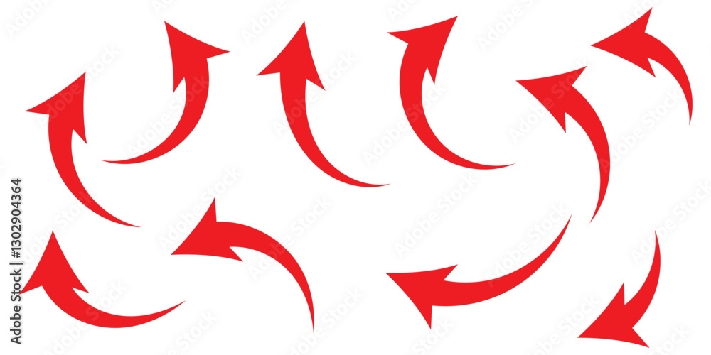 Wall mural red large forward or left pointing solid long arrow icon sketched as vector symbol
