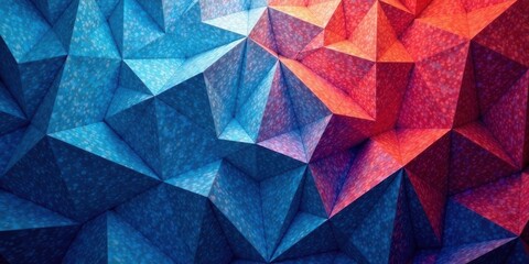 Abstract Geometric Pattern of Interlocking Triangles in Vibrant Blue and Red Hues