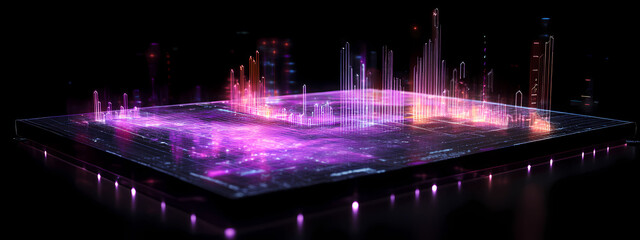 Obraz premium Futuristic Digital Analytics in Neon Light