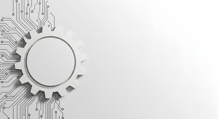 Obraz premium Gear and Circuit Board Technology Abstract