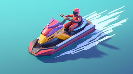 Jet Ski isometric Cartoon 3D Colorful
