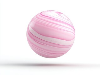 Obraz premium A floating pink and white marble sphere against a minimalist white background