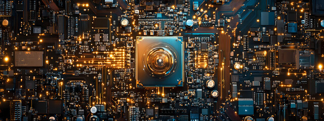 Advanced Quantum AI Processor with Glowing Wires