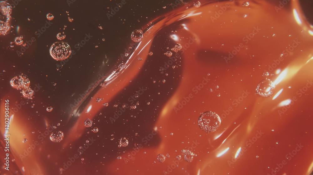 Aufkleber close-up view of bubbling cola texture with rising bubbles