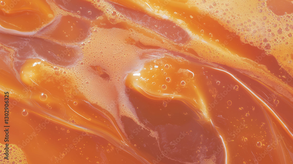 Poster vibrant close up of viscous liquid caramel texture for design and background