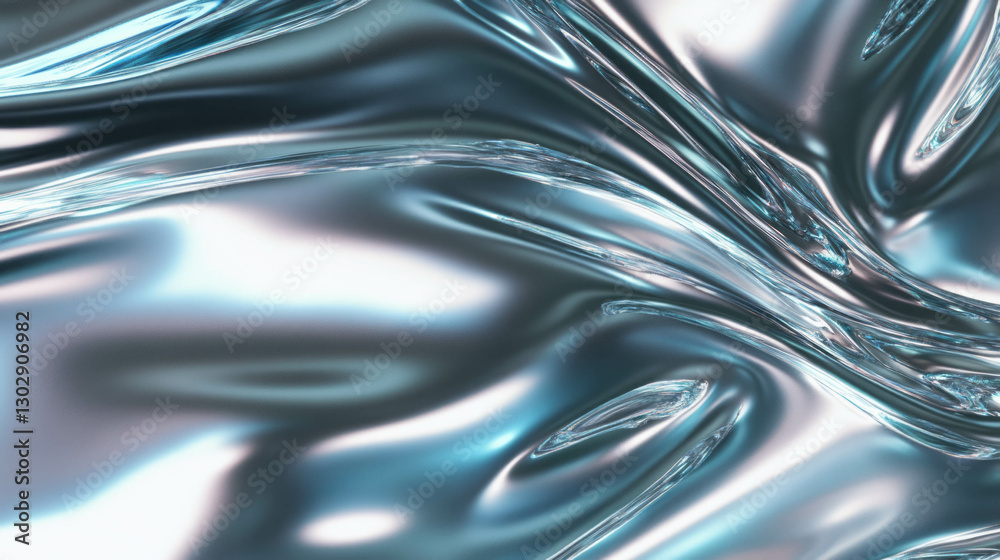 Aufkleber Smooth liquid mercury texture with shimmering metallic surface for abstract design