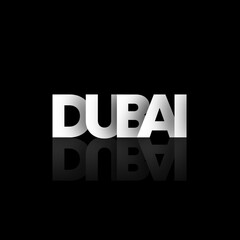 Text shadow effect. The word Dubai with shadow effect.
