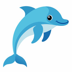  Dolphin cartoon vector on white background.