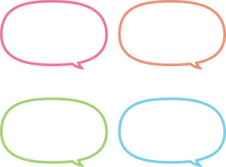 Fototapeta premium Colorful message balloon. Pink, orange, green, blue. Vector illustration