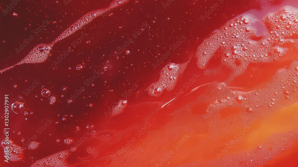 Poster vibrant close-up of red wine bubbles and texture for artistic design