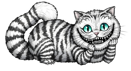 Grinning Cheshire Cat Illustration