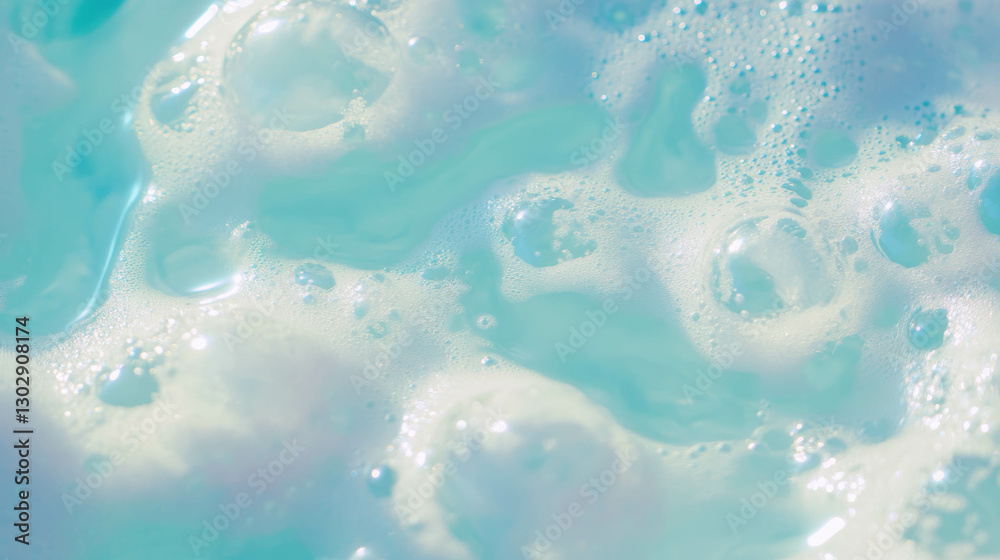 Poster close-up of sparkling water surface with tiny bubbles