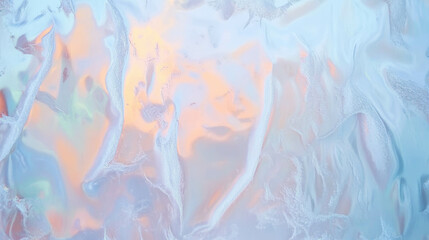 Fototapeta premium Delicate frost patterns on a windowpane with intricate details for winter decor